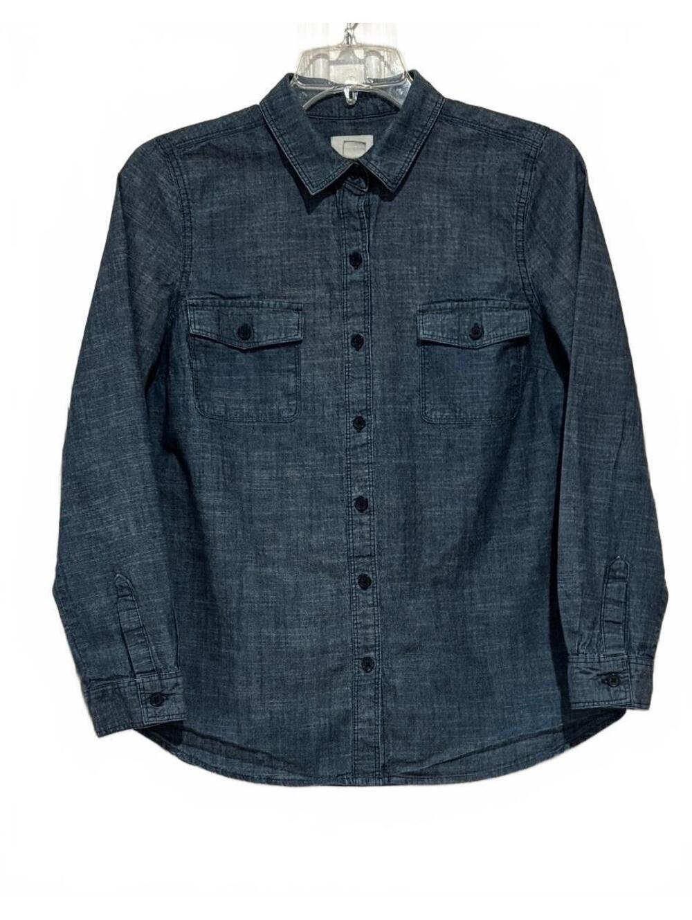 Old Navy Women's Blue Button-Up Shirt, Size Small, 100% Cotton